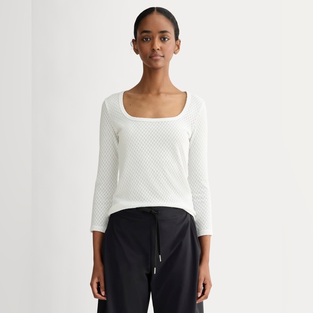 Everlane pointelle scoop neck size L. In unopened package. White.